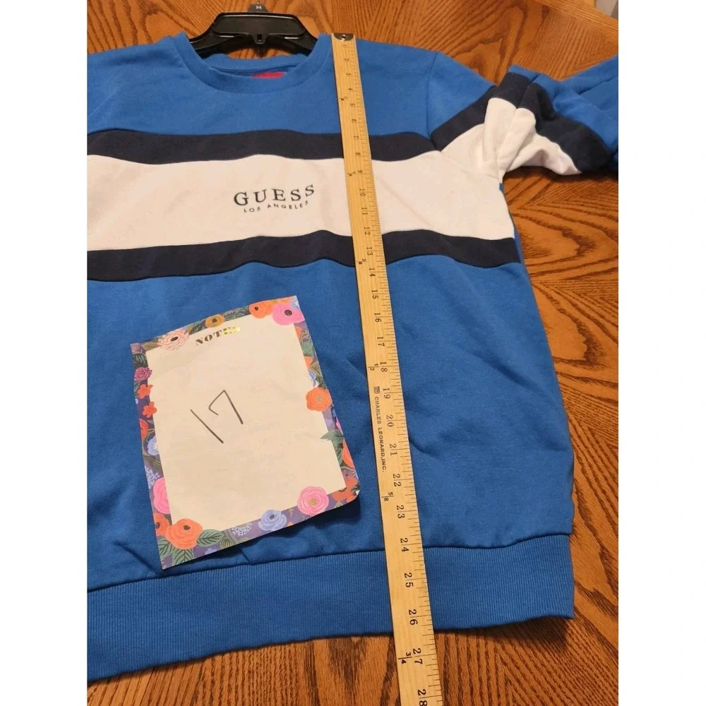 Vintage Guess Mens Blue Striped Preppy Cotton Sweater Size Medium Y2K '90s Retro